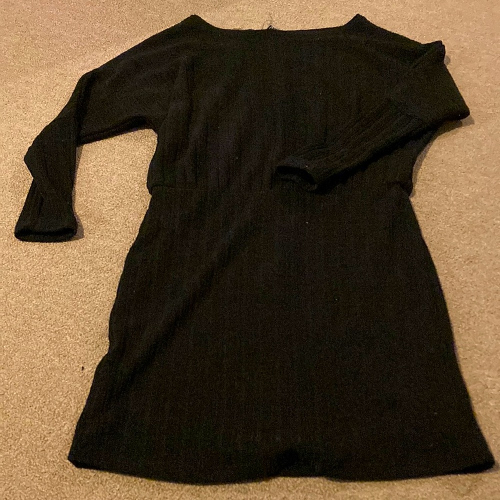 Black mini ribbed dress